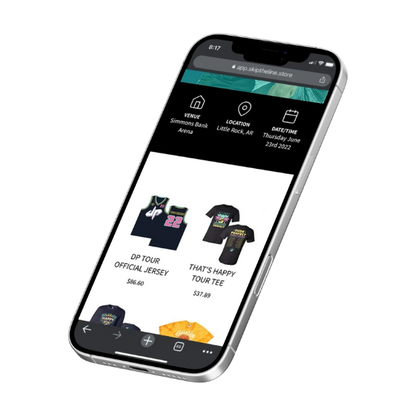The Skip The Line storefront on a phone