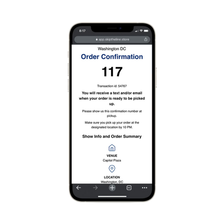 Skip The Line mobile ordering